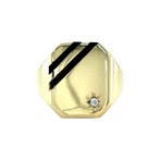 Gouden vintage zegelring met onyx en zirkonia 14 krt, Ophalen of Verzenden, Nieuw