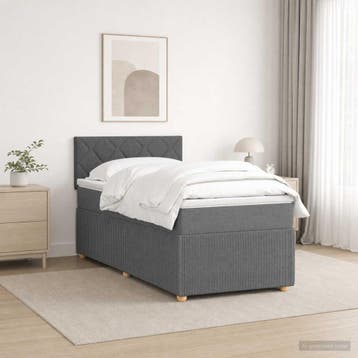 vidaXL Boxspringbed met matras Donkergrijs 90 x 200 cm Stof, Verzenden, Nieuw