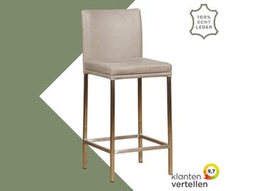 Leren barkruk Break laag - Vintage Lightgrey (lichtgrijs) -, Huis en Inrichting, Barkrukken, Nieuw, Leer, Ophalen of Verzenden