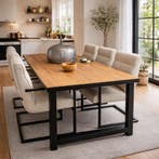 Showroomactie! Eettafel Massief Acacia | Robuust, Huis en Inrichting, Tafels | Eettafels, Metaal, Modern | Robuust | Klassiek