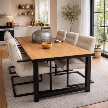 Showroomactie! Eettafel Massief Acacia | Robuust, Metaal, Modern | Robuust | Klassiek, Vijf personen of meer, Rechthoekig