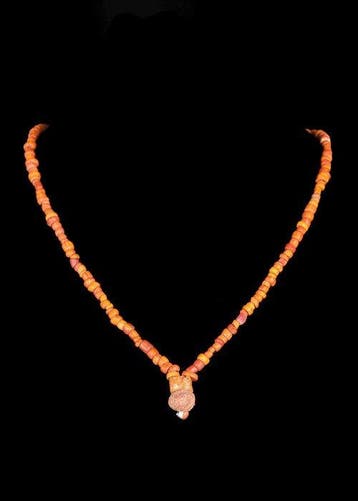 West-Aziatisch Orange Hardstone Kralenketting (Zonder