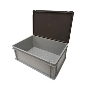 Stapelbak 600x400x230 mm, euronorm, met scharnierdeksel,, Gebruikt, 40 tot 60 cm, 50 tot 75 cm, Bak of Kist