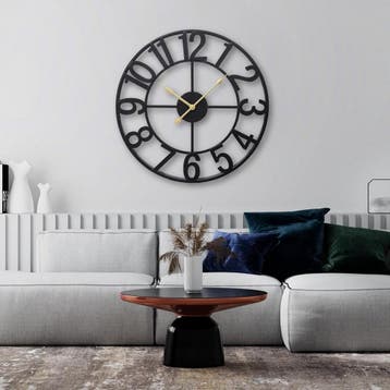 Tyme Wandklok Industrieel - 60cm Klok Modern - Analoog -, Ophalen of Verzenden, Zo goed als nieuw