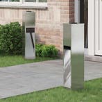 vidaXL Zonne LED Padverlichting 2 pcs Zilver Roestvrij staal, Tuin en Terras, Buitenverlichting, Verzenden, Nieuw