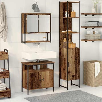 vidaXL Badkamermeubelset 3 st Oud Hout 33 x 33 x 185,5 cm, Verzenden, Nieuw, Overige typen