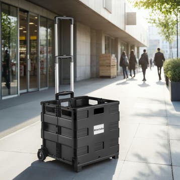 Inkooptrolley, boodschappen trolley opvouwbaar - zwart, Sieraden, Tassen en Uiterlijk, Koffers, Verzenden, Nieuw