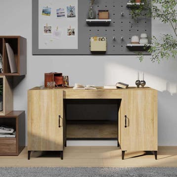 vidaXL Bureau 140x50x75 cm bewerkt hout sonoma eikenkleurig, Verzenden, Nieuw