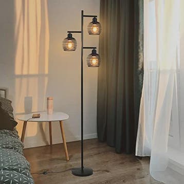 Industriële Staande Lamp Zwart Metaal - 3 Lichtpunten, E27 F, Huis en Inrichting, Verzenden, Nieuw