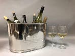 Wijnkoeler - Nickelafwerking - met gegraveerde tekst van, Antiek en Kunst