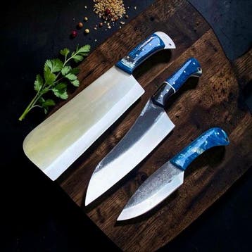 Set of THREE, Hand-Forged with Old Steel, Japanese Style