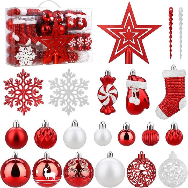Kerstboomdecoraties 128st rood | retourdeal 35% korting, Diversen, Pasen, Nieuw, Ophalen of Verzenden