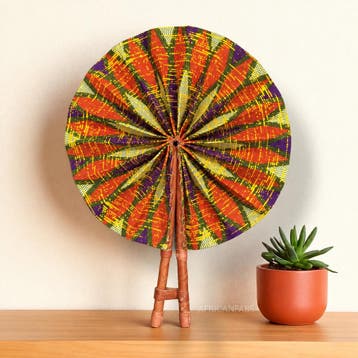Afrikaanse handwaaier - Ankara print waaier - Multicolor Abi, Ophalen of Verzenden, Nieuw