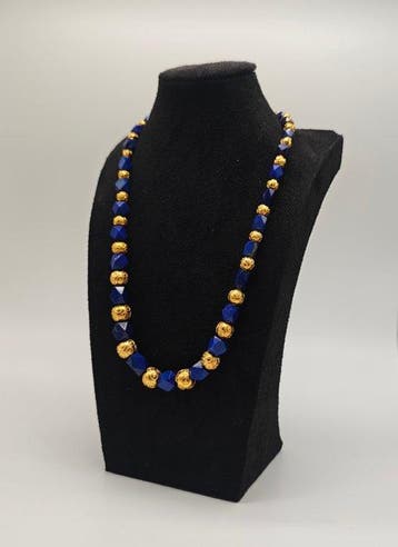 Halsketting - 21 kt. Geel goud Lapis lazuli, Nieuw