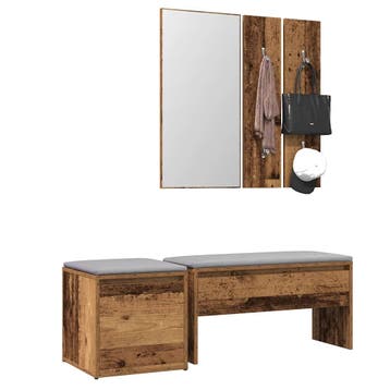 vidaXL Halmeubelset bewerkt hout oud houtkleurig, Huis en Inrichting, Verzenden, Nieuw