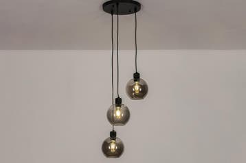 Rietveld Hanglampen - Zwart, Grijs - Glas, Metaal, Huis en Inrichting, Verzenden, Nieuw