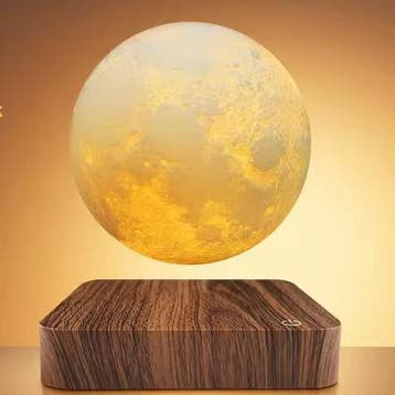 Zwevende Maan LED Nachtlampje met Houten Voet, Verzenden, Nieuw