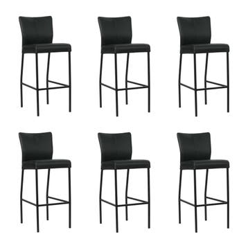 Set van 6 Leren barkruk Revolt hoog - Toledo Nero (zwart) -, Huis en Inrichting, Ophalen of Verzenden, Nieuw, Leer