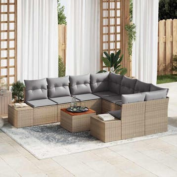 Tuin Sofa Set 9 Pcs - beige en lichtgrijs, Verzenden, Nieuw