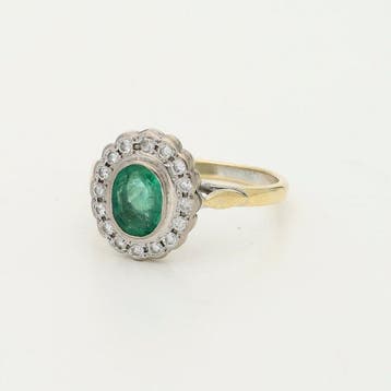 Ring - 18 karaat Geel goud Smaragd - Diamant, Nieuw