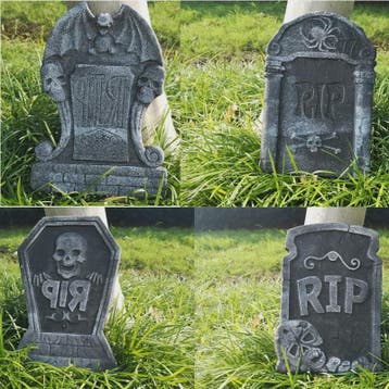 4x Halloween Grafsteen Decoratie - RIP Schedel Grafsteen voo, Verzenden, Nieuw