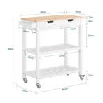 2dekans | SoBuy Keukentrolley - 89 x 46 x 22 cm - Wit, Ophalen of Verzenden, Zo goed als nieuw, Wit