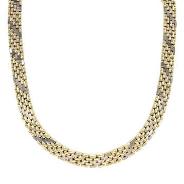 Bicolour gouden choker 41 cm 14 krt, Sieraden, Tassen en Uiterlijk, Kettingen, Verzenden, Zo goed als nieuw, Goud