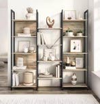 Boekenkast – Ladderrek met 14 Planken in Eikenkleur en Zwart, Verzenden, Nieuw