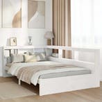 vidaXL Bed met boekenkast zonder matras grenenhout wit, Huis en Inrichting, Slaapkamer | Bedden, Verzenden, Wit, Nieuw, Twijfelaar