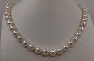 Halsketting ALGT Gecertificeerde Akoya Parels - 8.4x9.0mm, Nieuw