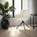 Draaibare fauteuil Lenia, gestoffeerd - Fluweel crème/zwart,, Huis en Inrichting, Stoelen, Verzenden, Nieuw