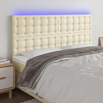 vidaXL Hoofdbord LED 180x5x118/128 cm kunstleer crèmekleurig, Verzenden, Nieuw, Crème, Overige materialen