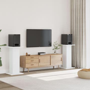 vidaXL Speakerstandaards 2 st 30x30x80 cm bewerkt hout wit, Verzenden, Nieuw