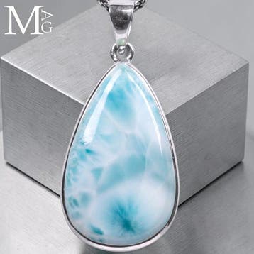 Larimar AAA-kwaliteit - 925 zilver sieraad - Caribisch blauw