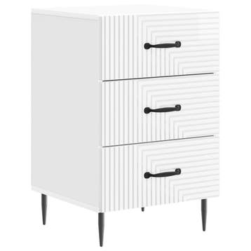 vidaXL Nachtkastje Hoogglans Wit 43 x 41 x 66,5 cm Bewerkt, Minder dan 45 cm, Verzenden, Nieuw, 55 tot 70 cm