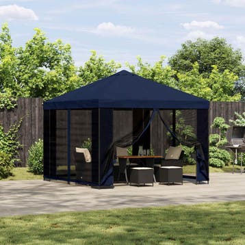 vidaXL Tuin Gazebo met Zijwanden 3 x 3 m Blauw Polyester en, Verzenden, Nieuw