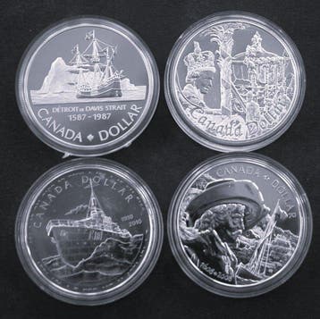 Canada. Elizabeth II. 1 Dollar 1987/2010, 4 Silver Coins,
