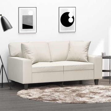 vidaXL Sierkussens 2 st 40x40 cm kunstleer crèmekleurig, Verzenden, Nieuw