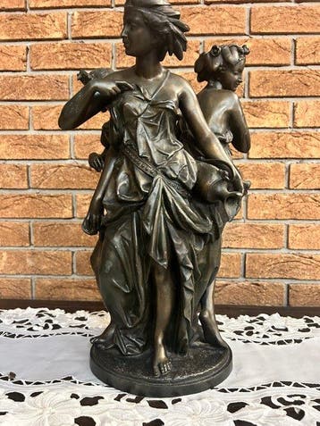 sculptuur, Grande Scultura Tre Grazie, Fine XIX - 48 cm -