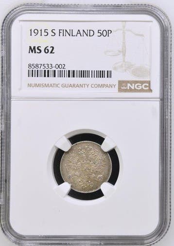 Finland. Nicholas II. 50 Penniä 1915 - NGC MS62