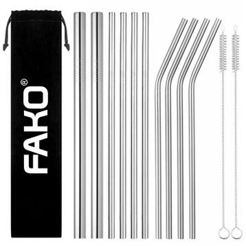 Fako Bijoux - RVS Rietjes Set -  10 Herbruikbare Rietjes - 4, Verzenden, Nieuw