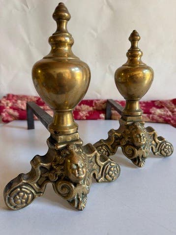 Openhaard accessoire (2) - Brons, Gietijzer