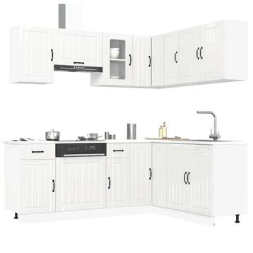 vidaXL 11-delige Keukenkastenset Kalmar bewerkt hout, Huis en Inrichting, Verzenden, Nieuw, Wit