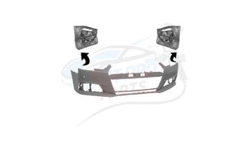 A4 Voorbumper in primer met koplampsproeier gaten (Audi), Voor, Nieuw, Bumper, Audi