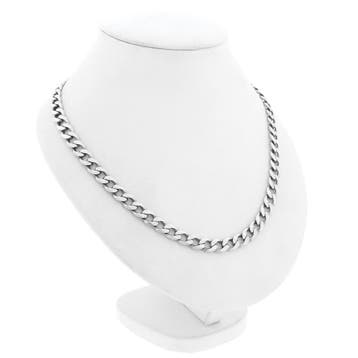 Zilveren robuuste platte gourmetschakel ketting, Sieraden, Tassen en Uiterlijk, Kettingen, Ophalen of Verzenden, Gebruikt, Zilver