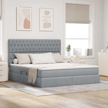 vidaXL Opslag bed met matras met opslag Lichtgrijs 160 x 200, Verzenden, Nieuw, Stof