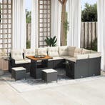 vidaXL Tuinbankenset 12 pcs Zwart poly rattan, Verzenden, Nieuw, Rotan, 2 zitplaatsen