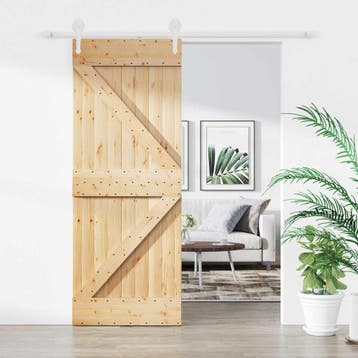 vidaXL Schuifdeur 85 x 210 cm Massief Grenenhout, Verzenden, Nieuw