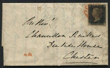 Groot-Brittannië 1840 - Penny black on complete letter., Gestempeld