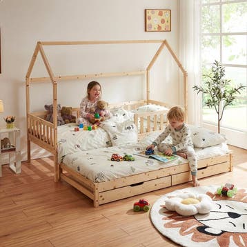 Kinderbed Aarghonmaa met uitschuifbed en opberglades 90x200, Verzenden, Nieuw